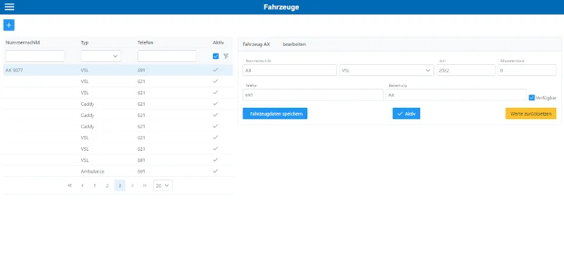 Vehicle Management of Luxambulance Webapp